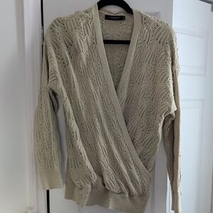 MEROKEETY Womens Deep V Neck Wrap Sweaters Long Sleeve Crochet Knit Pullover Top